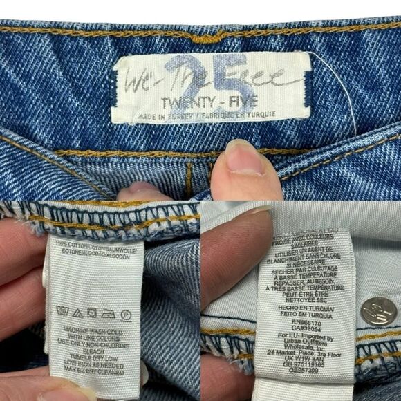 We The Free Free People Ripped Busted Knee Rigged Denim Boyfriend Jeans Size 25 - Picture 16 of 16